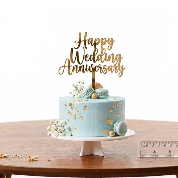 Custom Happy Wedding Anniversary Cake Topper